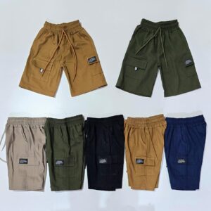 Bermuda de niño gabardina elastisado con cargo  y cordón varios colores T 4-16