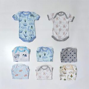 Body de bebe algodón estampado corte americano con broche varios colores T 1 - 5