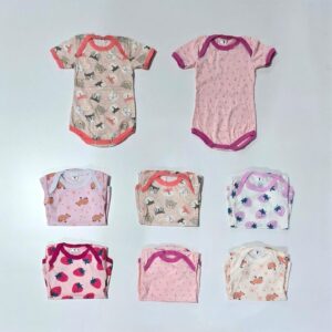 Body de beba algodón estampado corte americano con broche varios colores T 1-5
