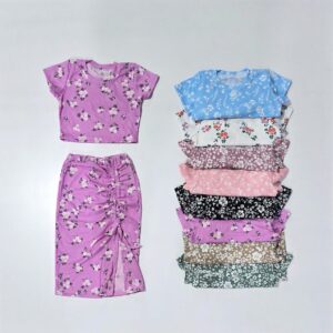 Conjunto de nena morley estampado top y pollera con tiras varios colores T 6-16