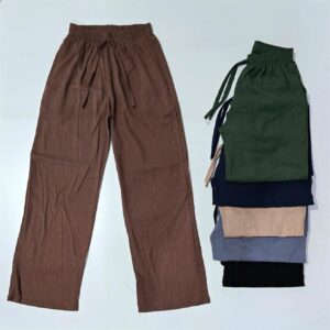 Pantalón de dama palazzo lino spandex con bolsillo y cordón varios colores  T  1-6