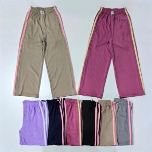 Pantalón de nena palazzo deportivo laicra con  bolsillo y  tiras  varios colores T 6-16