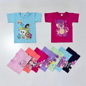 Remera de nena algodón merserisado con  estampado varios colores  Talles 4-14