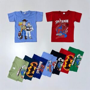 Remera de niño algodón merserisado con estampado varios colores Talles 4-14