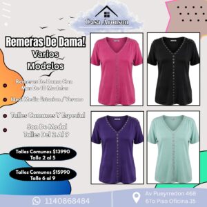 Remeras Cuello en V Con Estras