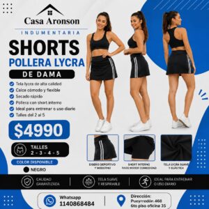 Shorts Pollera Lycra de Dama